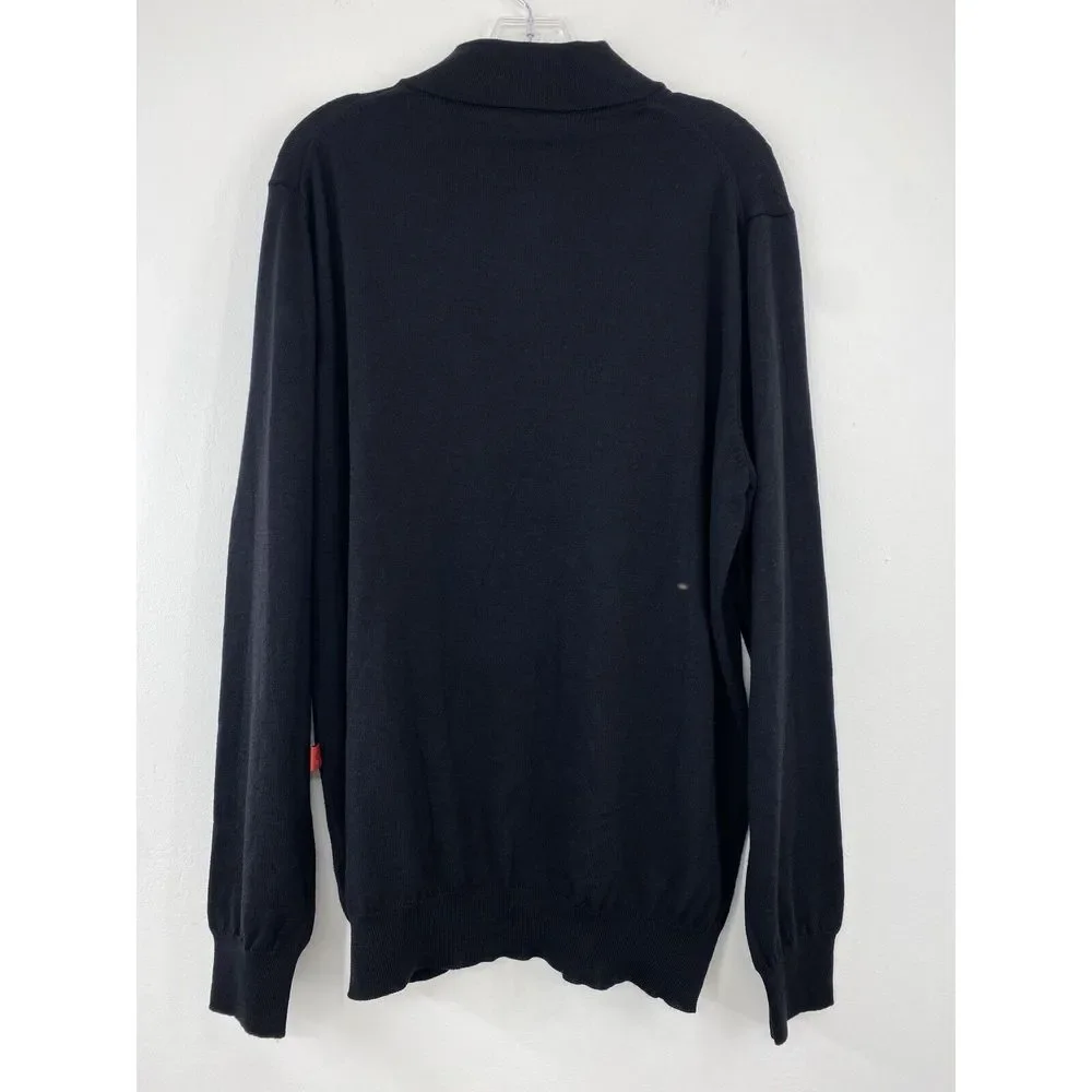 Cardinal‎ 100% Merino Wool 1/4 Zip Sweater Men's Large Black Made In Portugal